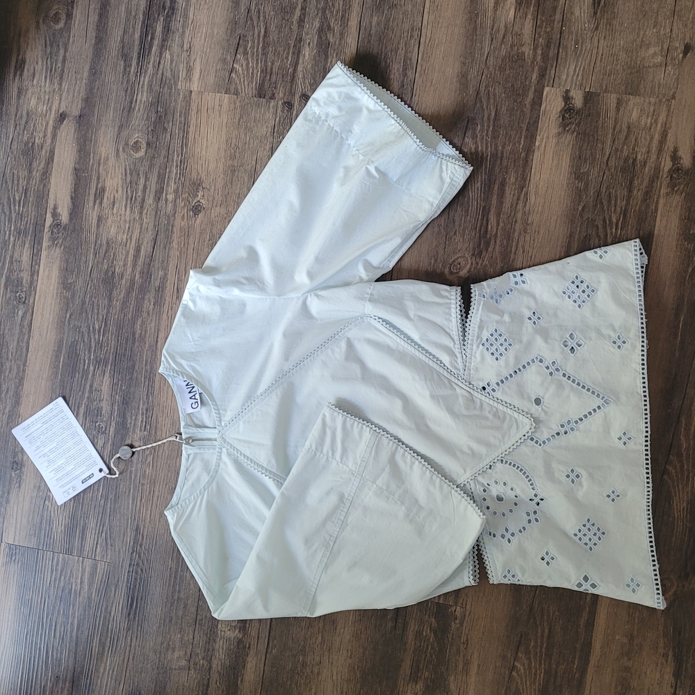 Ganni Cotton Sky Blue Blouse US 4